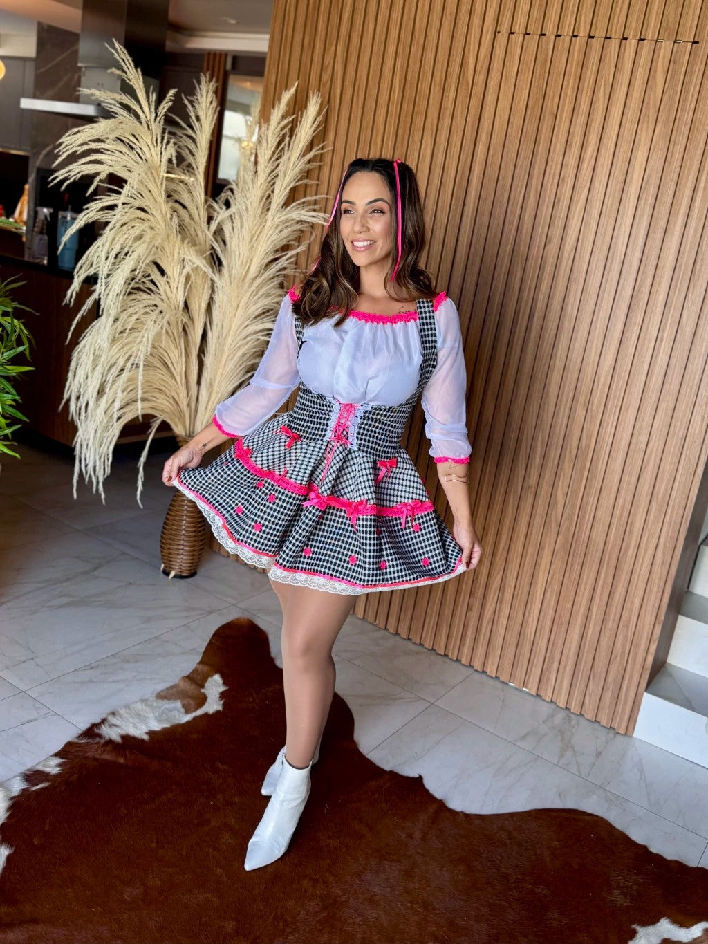 Vestido junino com colete e camisa - Isa