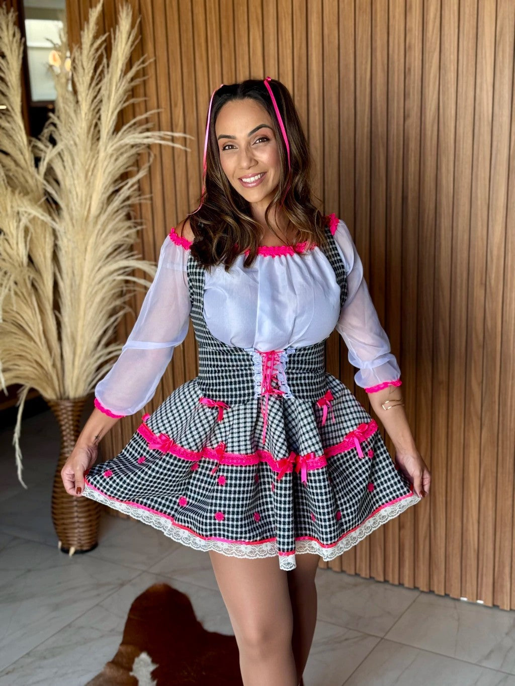 Vestido junino com colete e camisa - Isa