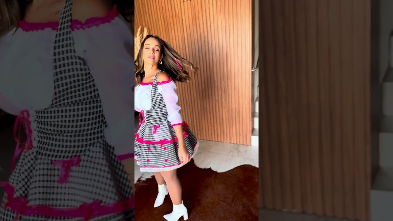 Vestido junino com colete e camisa - Isa